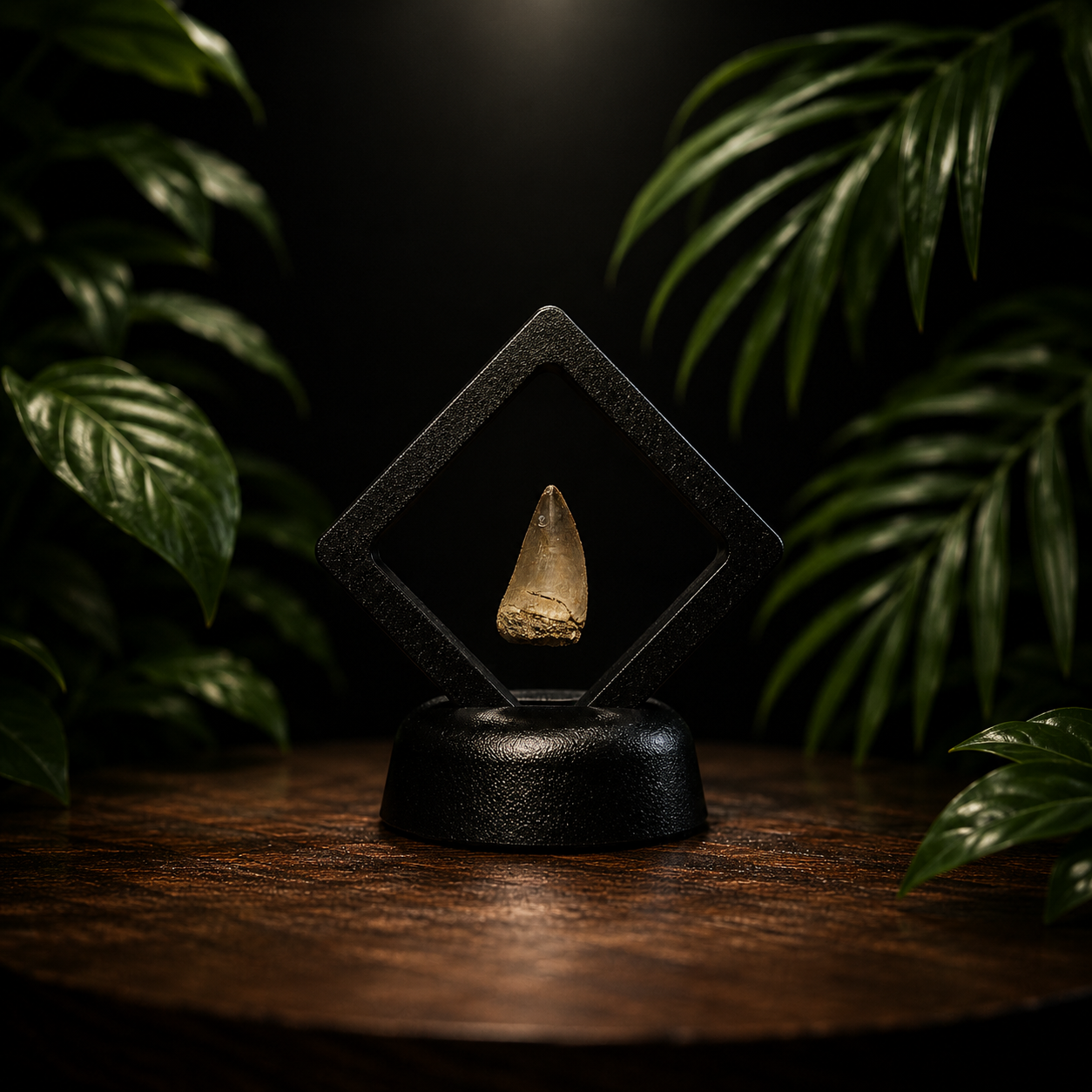 Mosasaurus tooth 2-3 cm in luxury frame