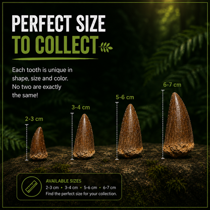 Size measurements of 4 mosasaurus tooths